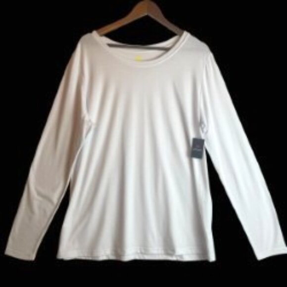 NATURAL UNIFORMS WOMENS WHITE LONG SLEEVE TEE MODERN FITLUXE STRETCH SIZE 2X NWT - Picture 1 of 6